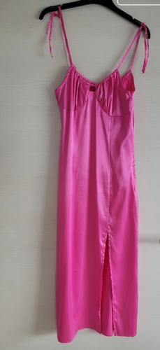 Langes satin kleid - kleid,, pink